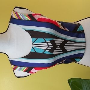 Madrag Colorful Abstract Print Crop Tank Size M